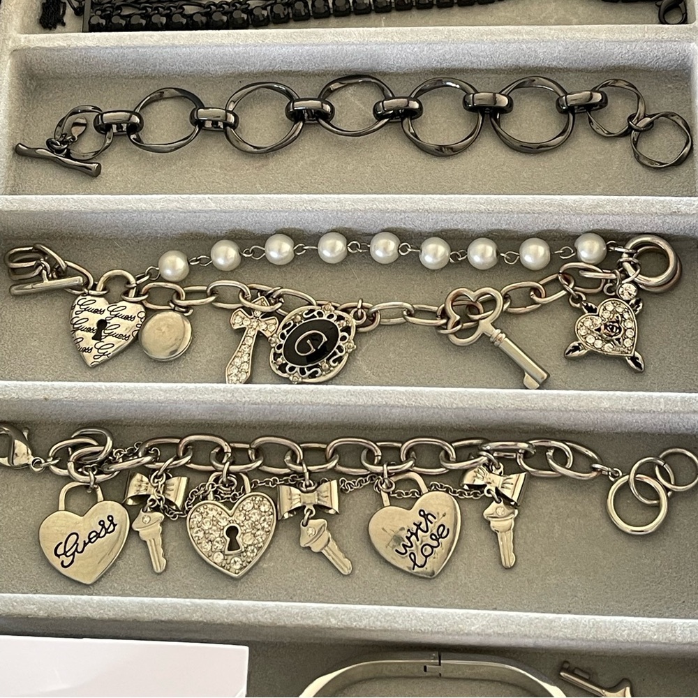 Heart 10 Bracelets silver, black super cute Guess, Make a Wish + - Picture 4 of 9